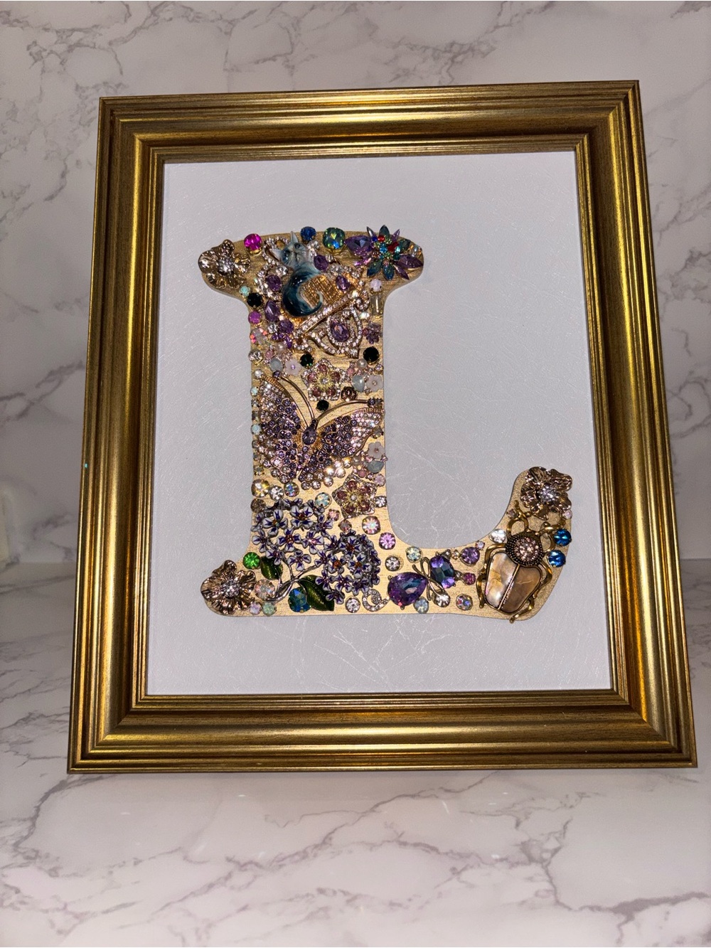 Embellished Gold Letter L Wall Art